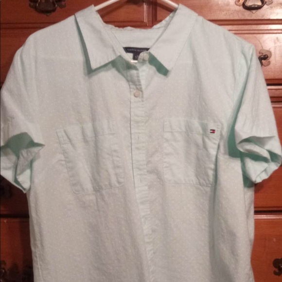 Tommy Hilfiger Other - 🔥Button up t-shirt light blue child’s extra large